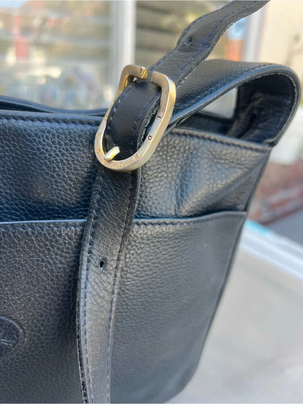 Longchamp Black Pebbled Leather Crossbody Bag